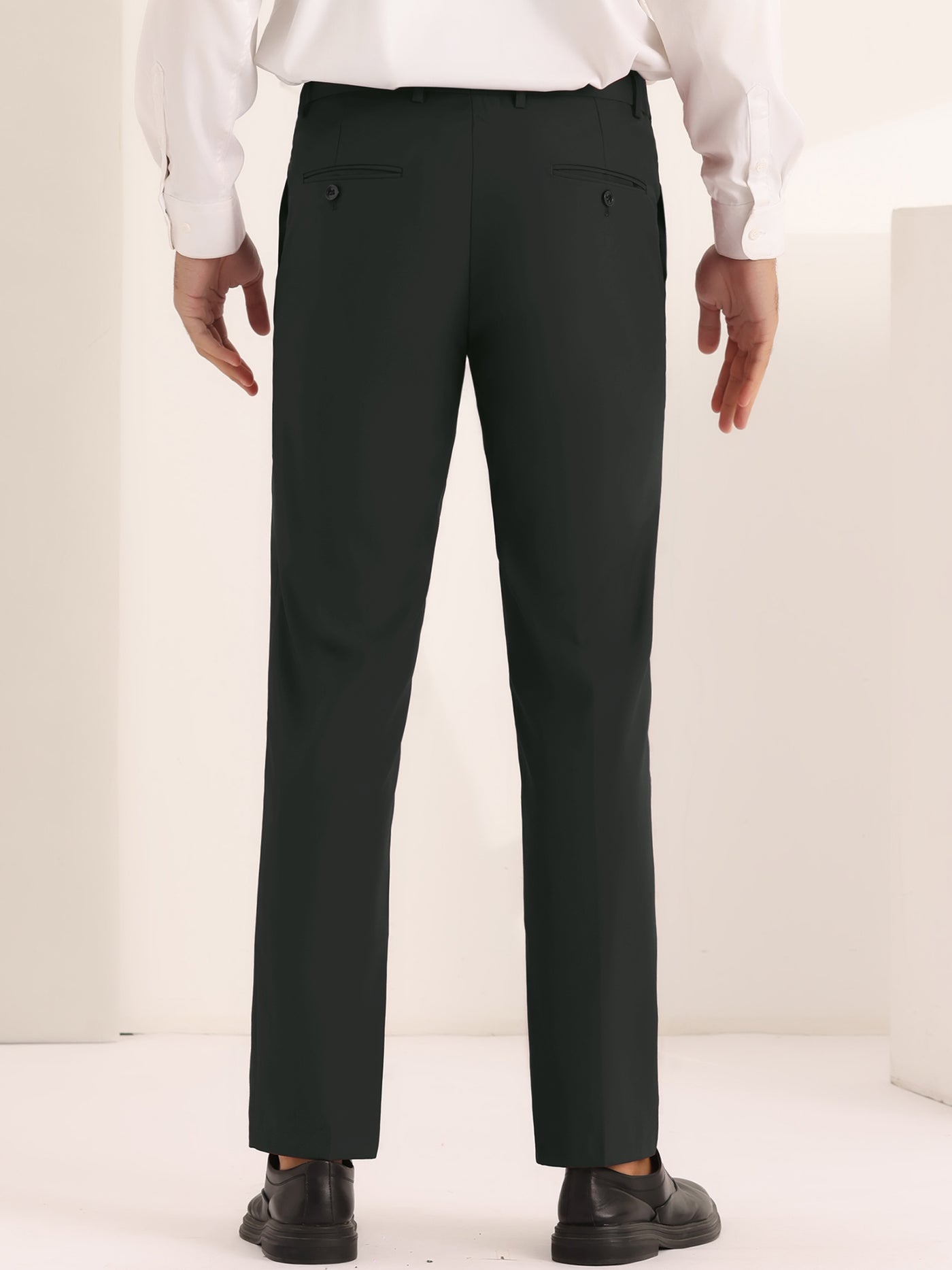 Bublédon Dress Pants for Men's Classic Fit Solid Stretch Flat Front Work Business Trousers