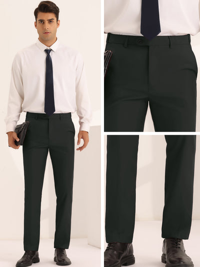 Dress Pants for Men's Classic Fit Solid Stretch Flat Front Work Business Trousers