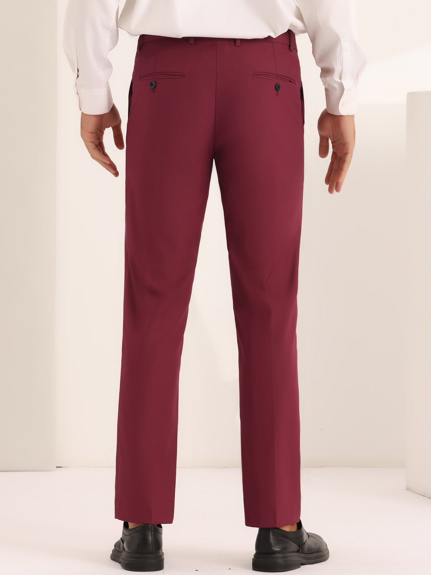 Bublédon Dress Pants for Men's Classic Fit Solid Stretch Flat Front Work Business Trousers