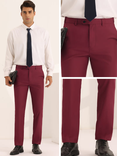 Dress Pants for Men's Classic Fit Solid Stretch Flat Front Work Business Trousers