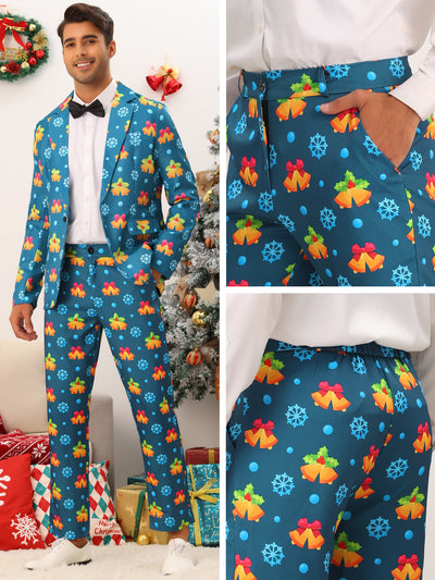 Printed Pants for Men's Flat Front Funny Party Costume Christmas Trousers