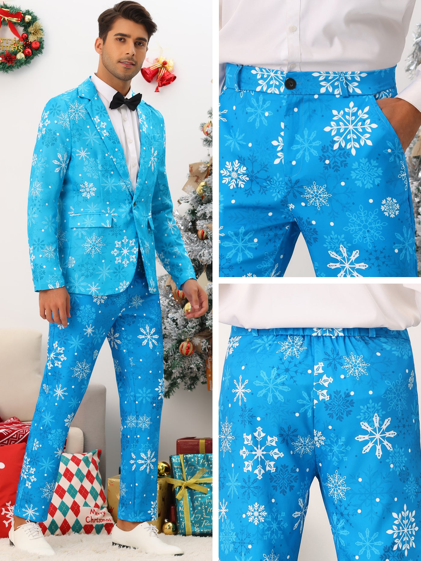 Bublédon Printed Pants for Men's Flat Front Funny Party Costume Christmas Trousers