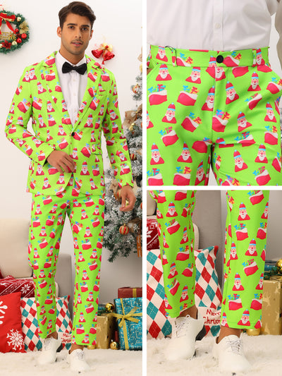 Printed Pants for Men's Flat Front Funny Party Costume Christmas Trousers