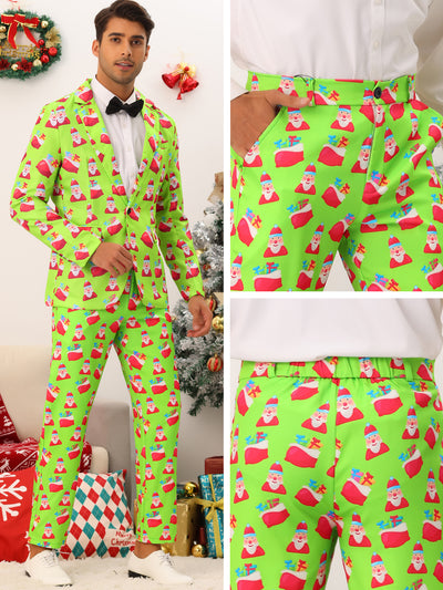 Printed Pants for Men's Flat Front Funny Party Costume Christmas Trousers