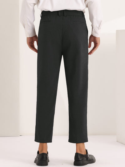 Men's Solid Flat Front Waffle Ankle Length Dress Pants