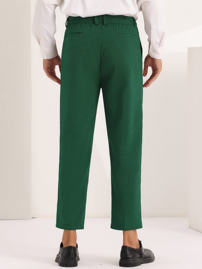 Men's Solid Flat Front Waffle Ankle Length Dress Pants