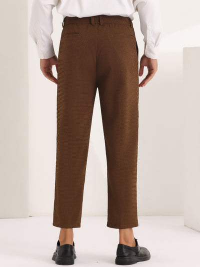 Men's Solid Flat Front Waffle Ankle Length Dress Pants