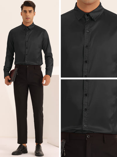 Men's Slim Fit Long Sleeves Button Down Prom Dress Shirts