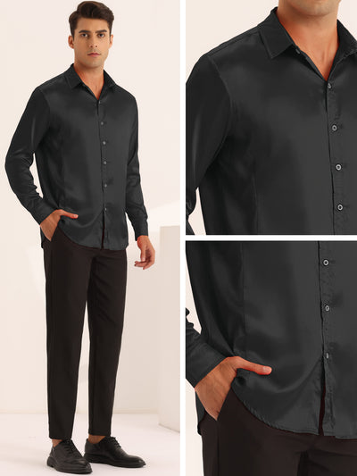 Men's Slim Fit Long Sleeves Button Down Prom Dress Shirts