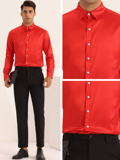 Men's Slim Fit Long Sleeves Button Down Prom Dress Shirts