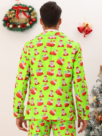 Christmas Printed Blazer for Men's Notch Lapel Costume Sports Coat