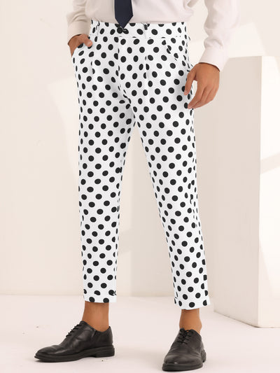 Men's Slim Fit Business Printed Cropped Dress Pants