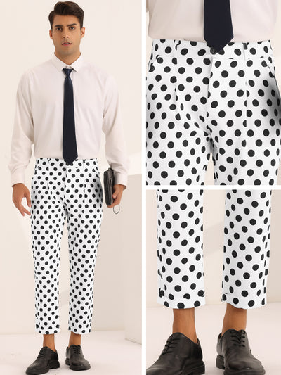 Men's Slim Fit Business Printed Cropped Dress Pants