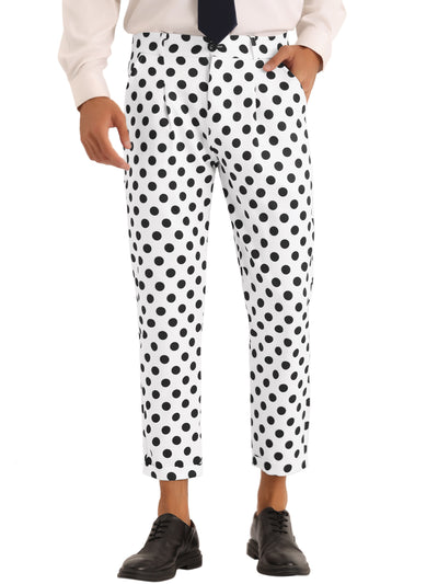 Men's Slim Fit Business Printed Cropped Dress Pants