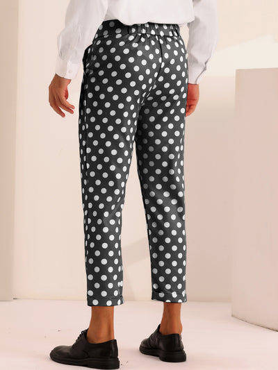 Men's Slim Fit Business Printed Cropped Dress Pants