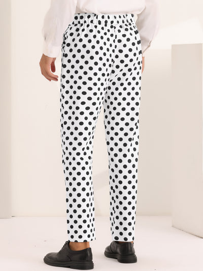 Polka Dots Dress Pants for Men's Big and Tall Flat Front Formal Printed Trousers