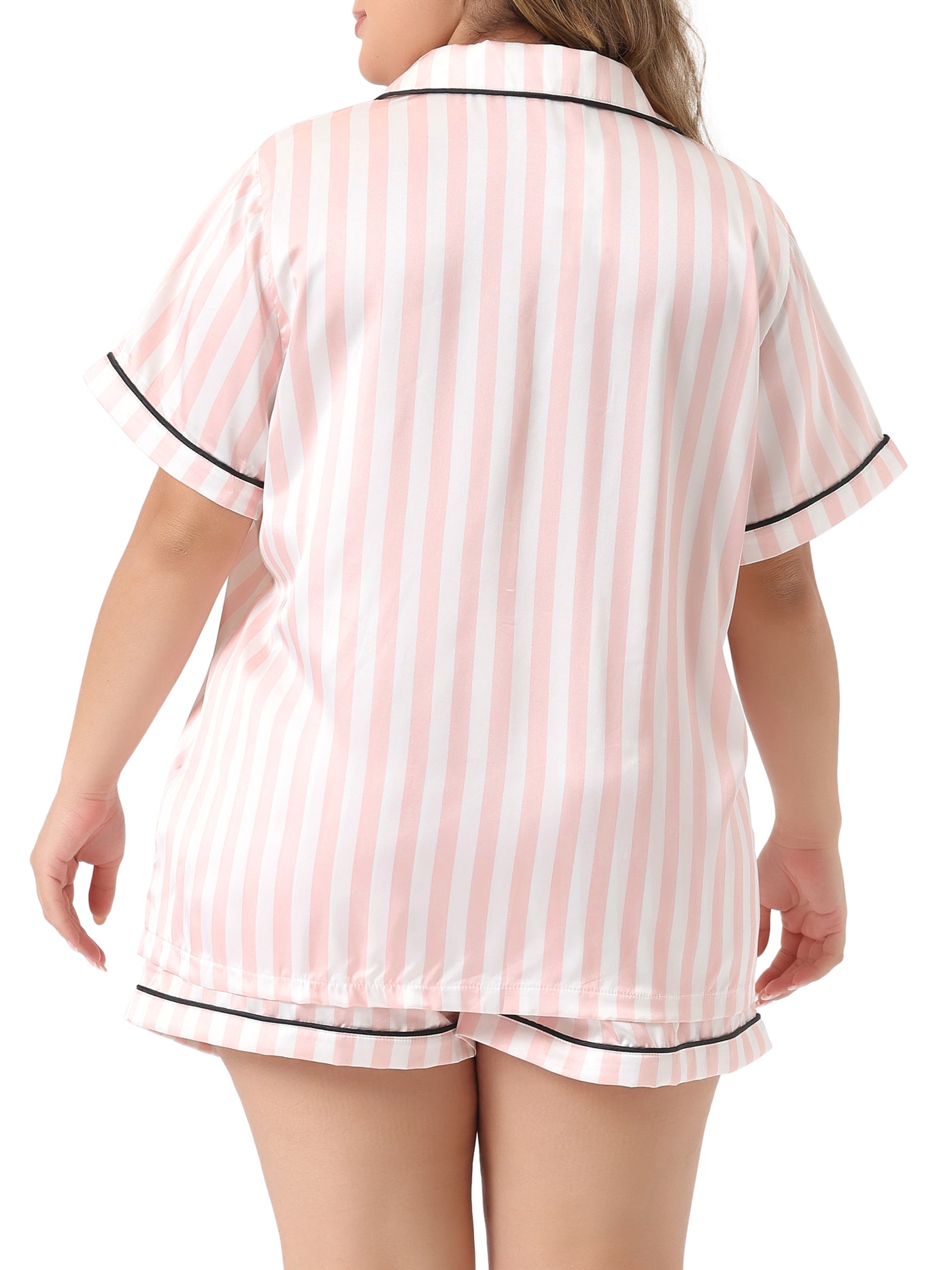 Bublédon Plus Size Pajamas Set for Women Single Breasted Stars Short Sleeve Sleepwear