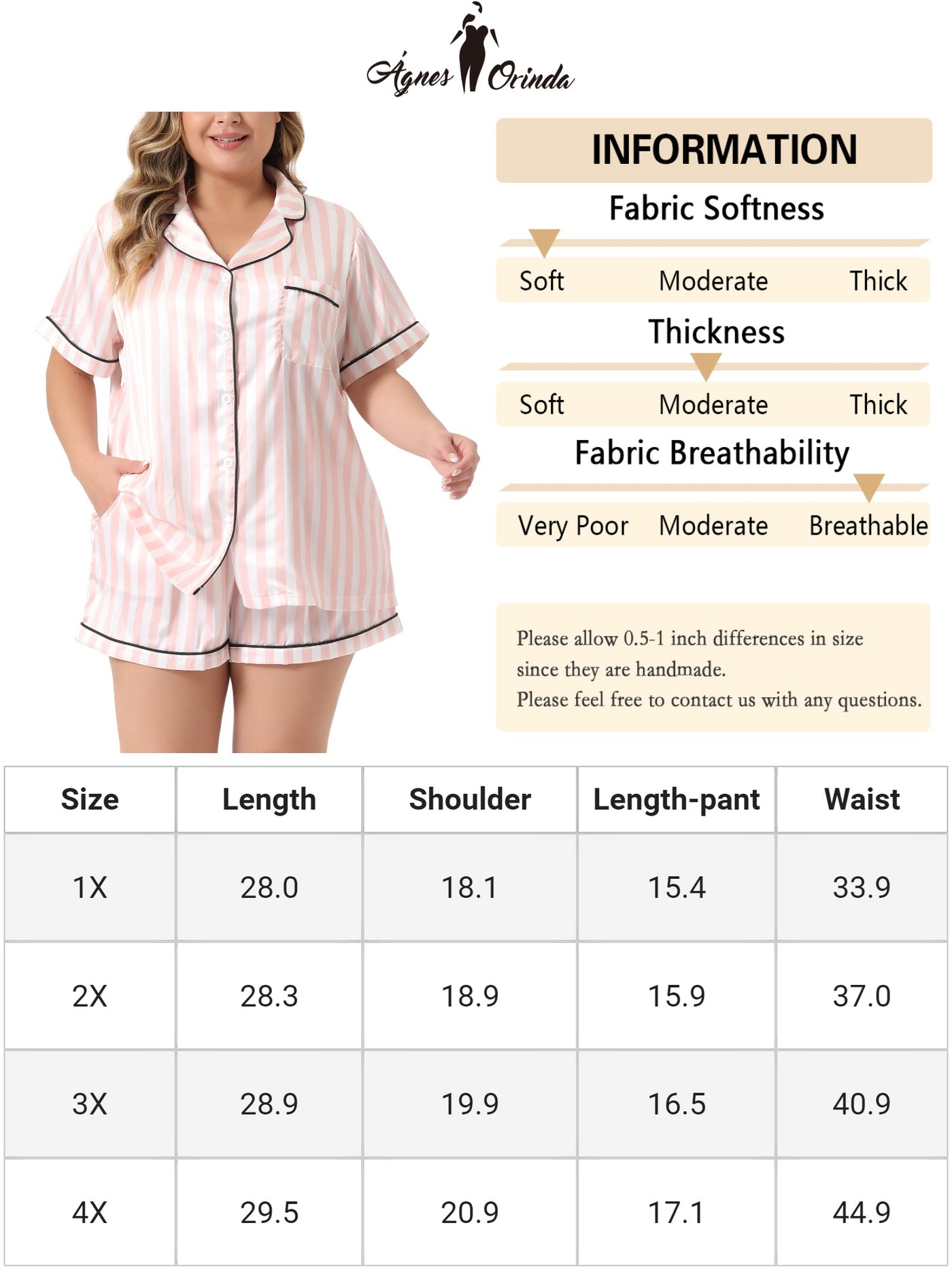 Bublédon Plus Size Pajamas Set for Women Single Breasted Stars Short Sleeve Sleepwear