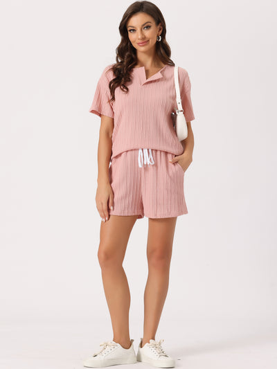 Women's Lounge Outfits Pockets Casual Tops with Shorts Pajama Sets