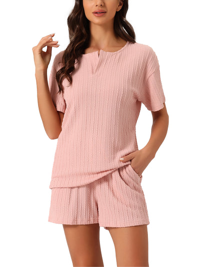 Women's Lounge Outfits Pockets Casual Tops with Shorts Pajama Sets