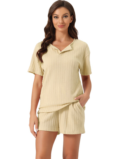 Women's Lounge Outfits Pockets Casual Tops with Shorts Pajama Sets