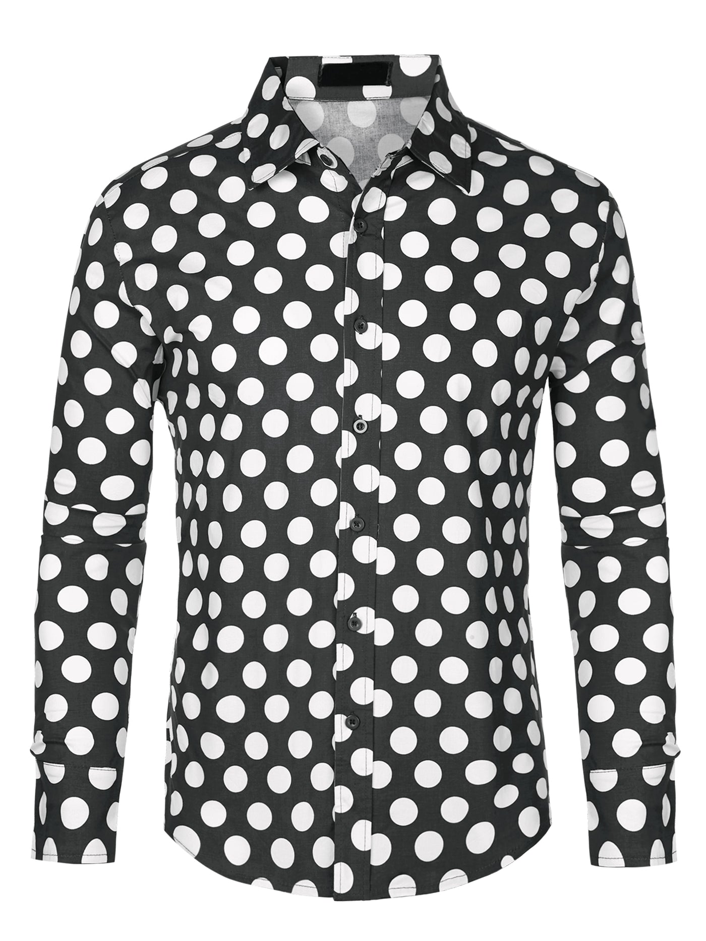 Bublédon Polka Dots Formal Shirts for Men's Point Collar Long Sleeves Dress Shirt