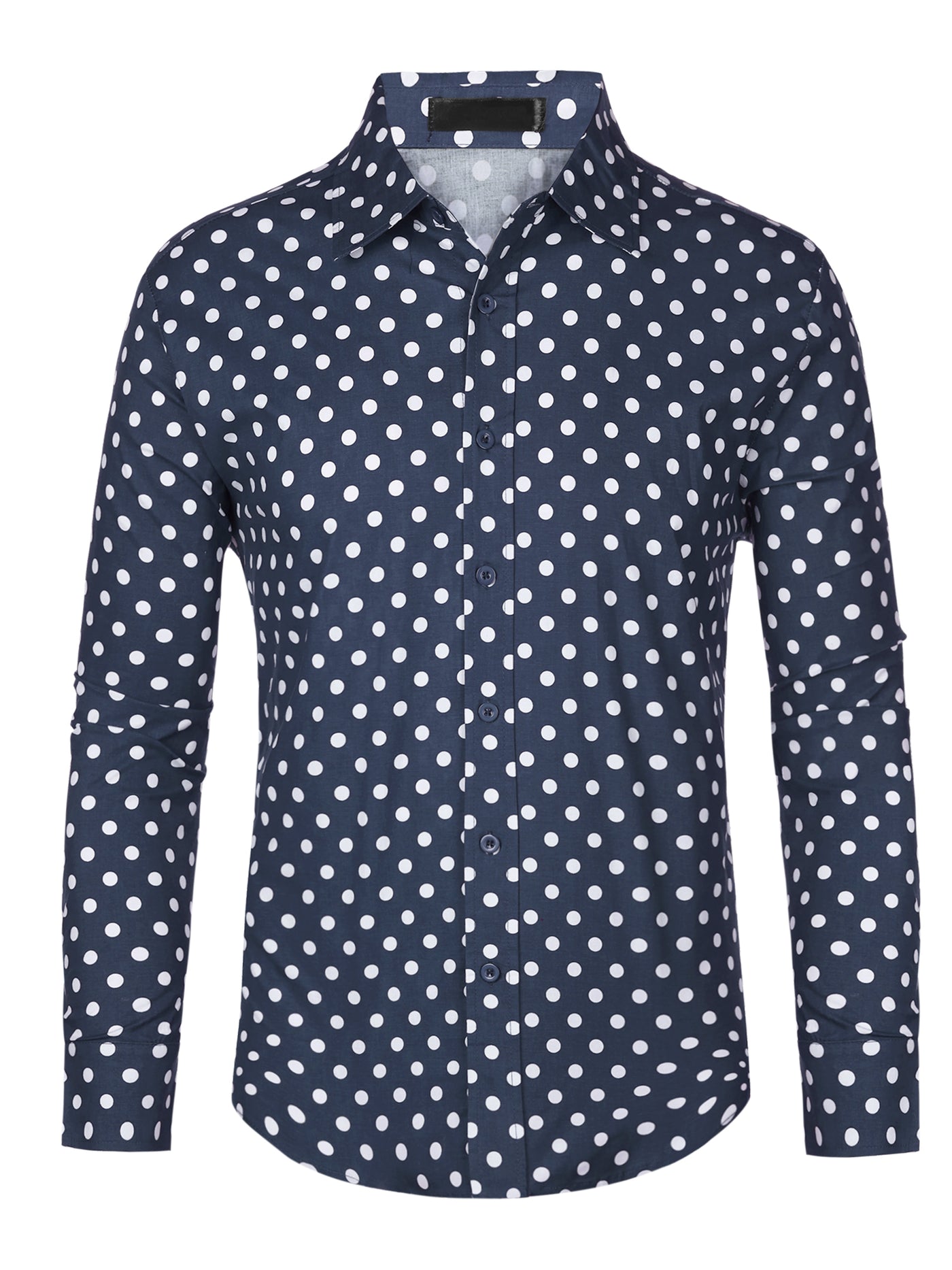 Bublédon Polka Dots Pattern Shirt for Men's Long Sleeves Color Block Business Shirts