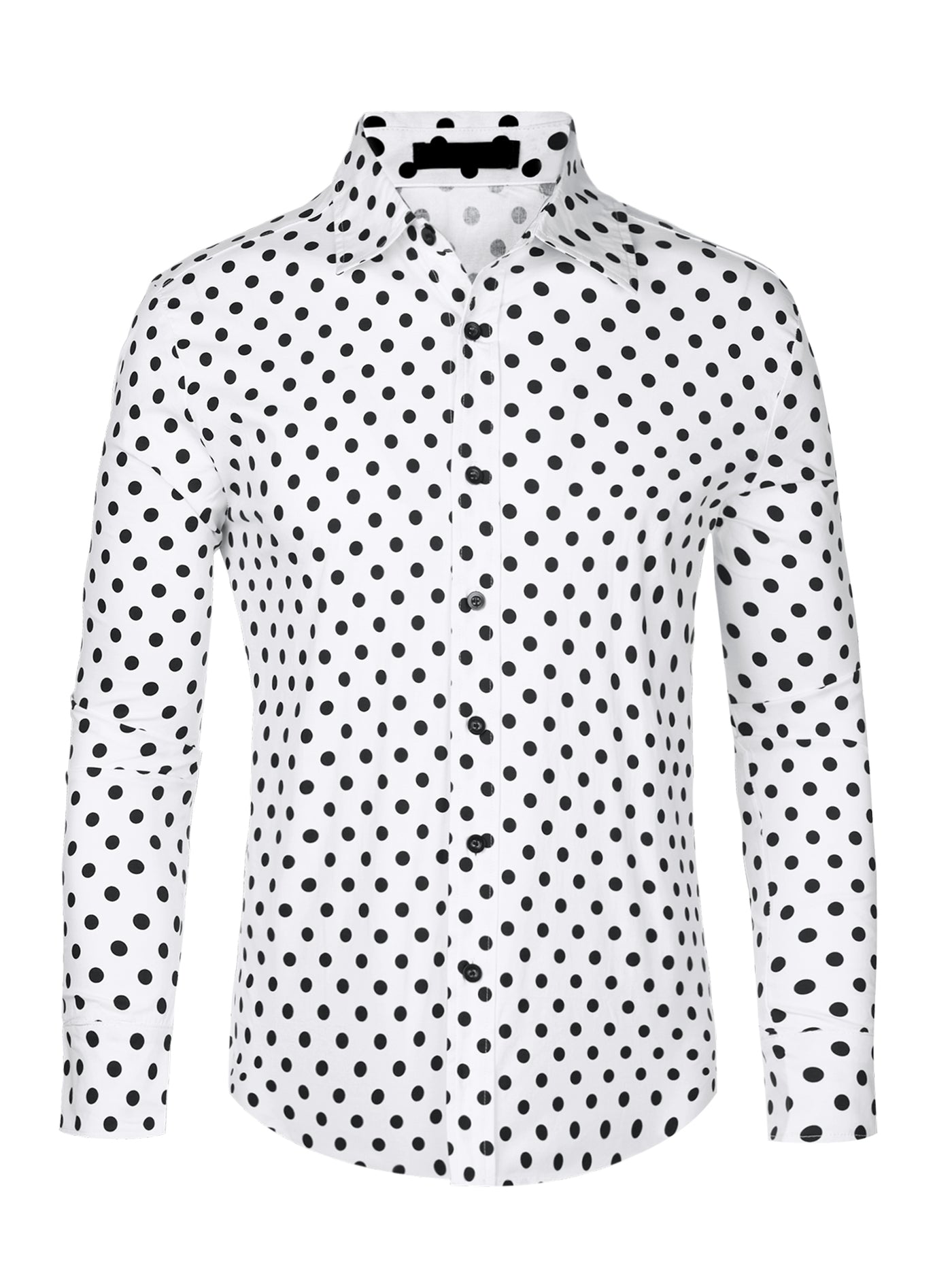 Bublédon Polka Dots Pattern Shirt for Men's Long Sleeves Color Block Business Shirts