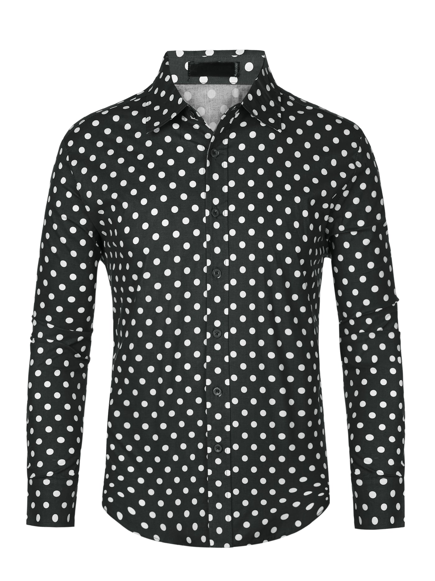 Bublédon Polka Dots Pattern Shirt for Men's Long Sleeves Color Block Business Shirts