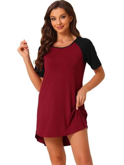 Womens Pajama Round Neck Short Sleeves Stretchy Lounge Mini Nightgowns