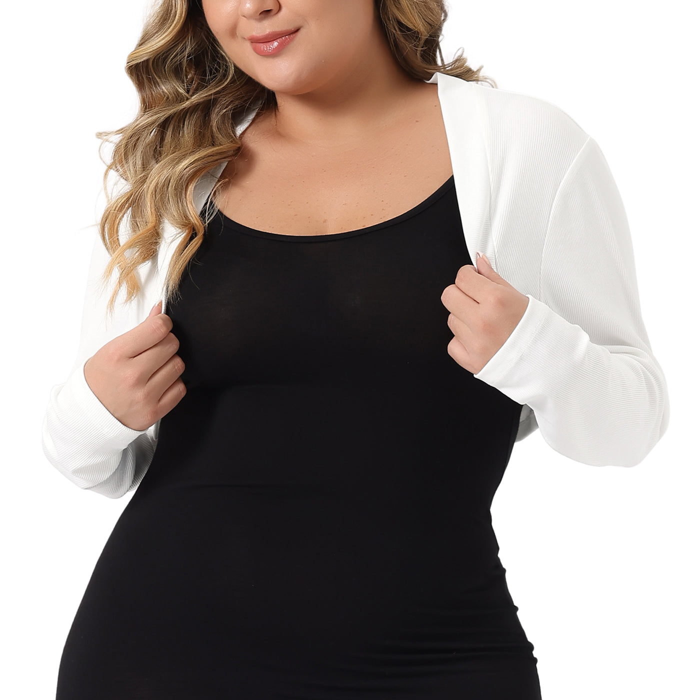 Bublédon Plus Size Cardigan for Women Shrugs Long Sleeve Casual Open Front Cropped Cardigans