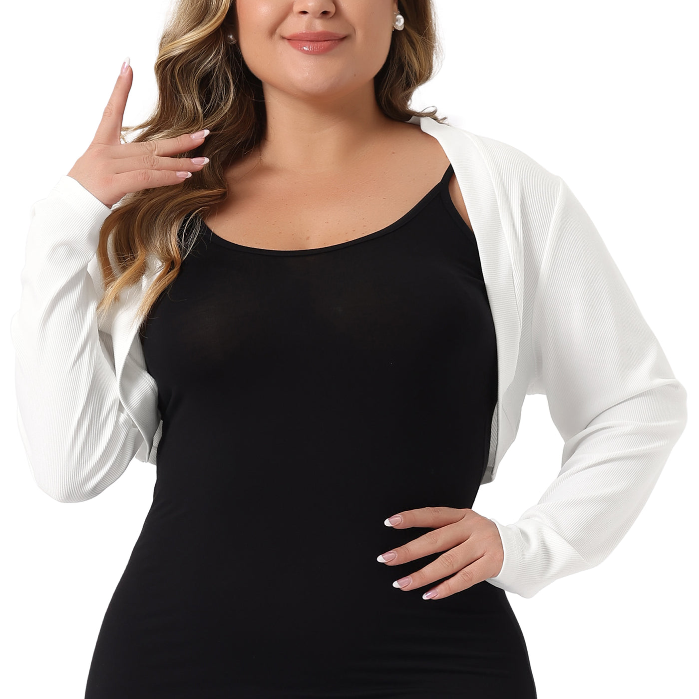 Bublédon Plus Size Cardigan for Women Shrugs Long Sleeve Casual Open Front Cropped Cardigans