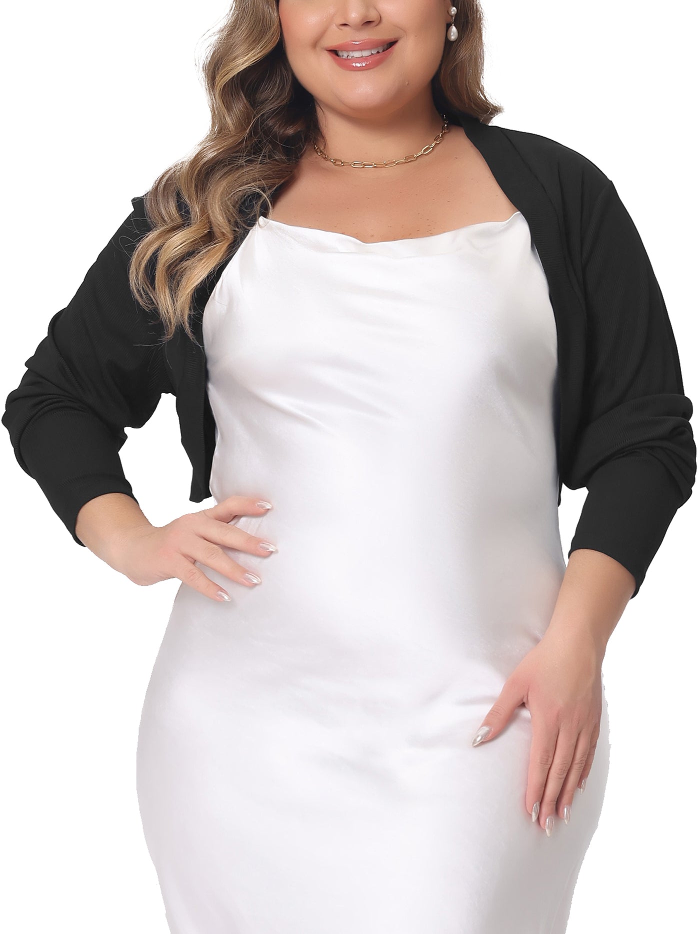 Bublédon Plus Size Cardigan for Women Shrugs Long Sleeve Casual Open Front Cropped Cardigans