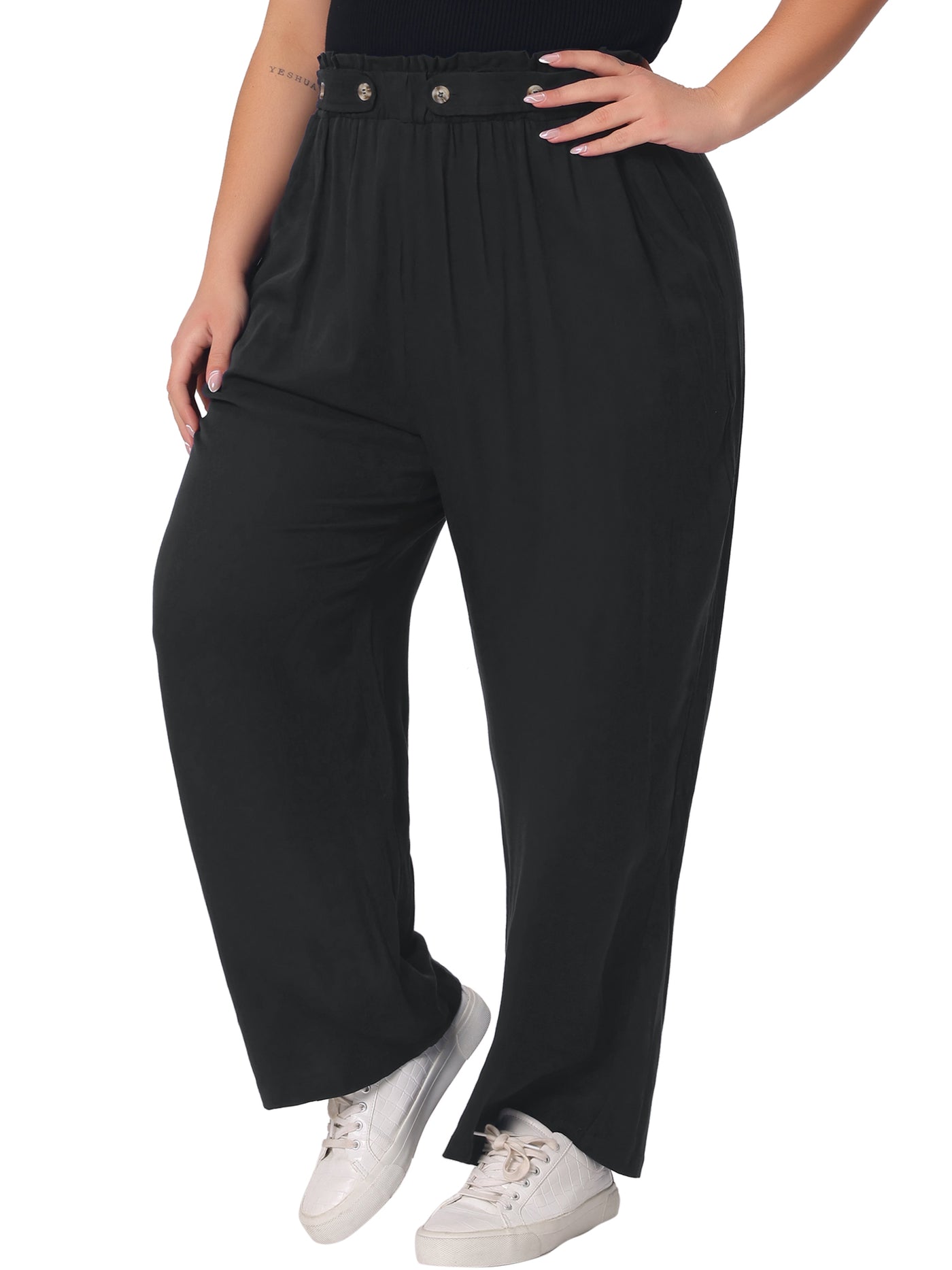 Agnes Orinda Women's Plus Size Drawstring Elastic Waist Cargo Pants with  Pockets Gray 3X