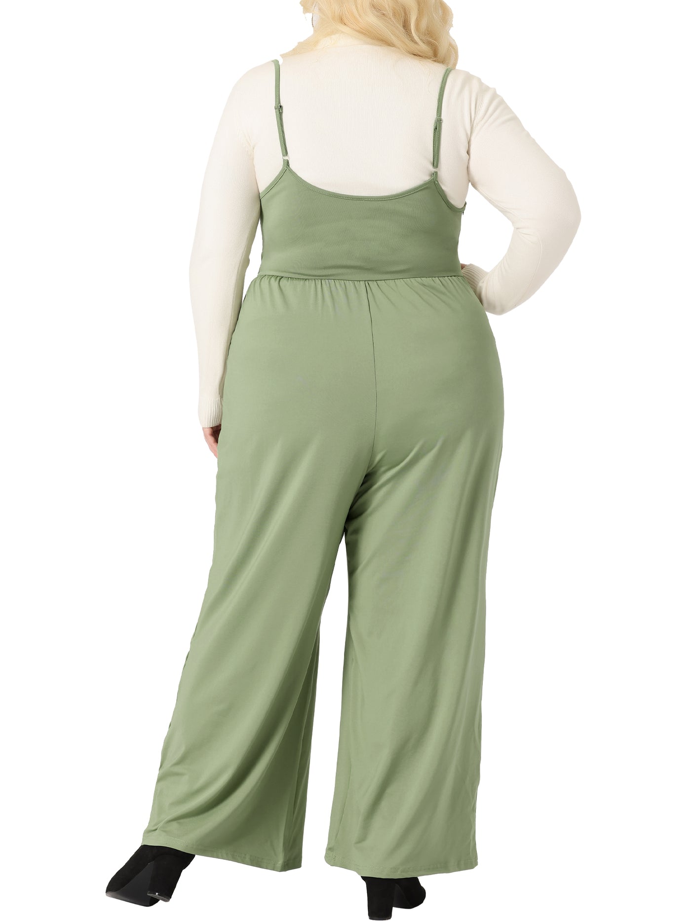 Bublédon H Line Knit Button Decor Elastic Waist Jumpsuit