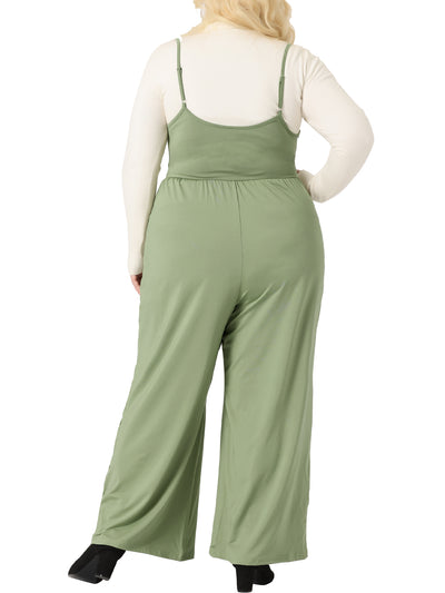 H Line Knit Button Decor Elastic Waist Jumpsuit