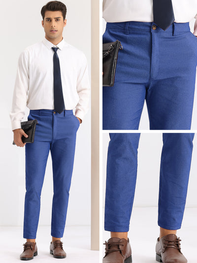 Dress Pants for Men's Slim Fit Flat Front Business Prom Skinny Tapered Chino Trousers