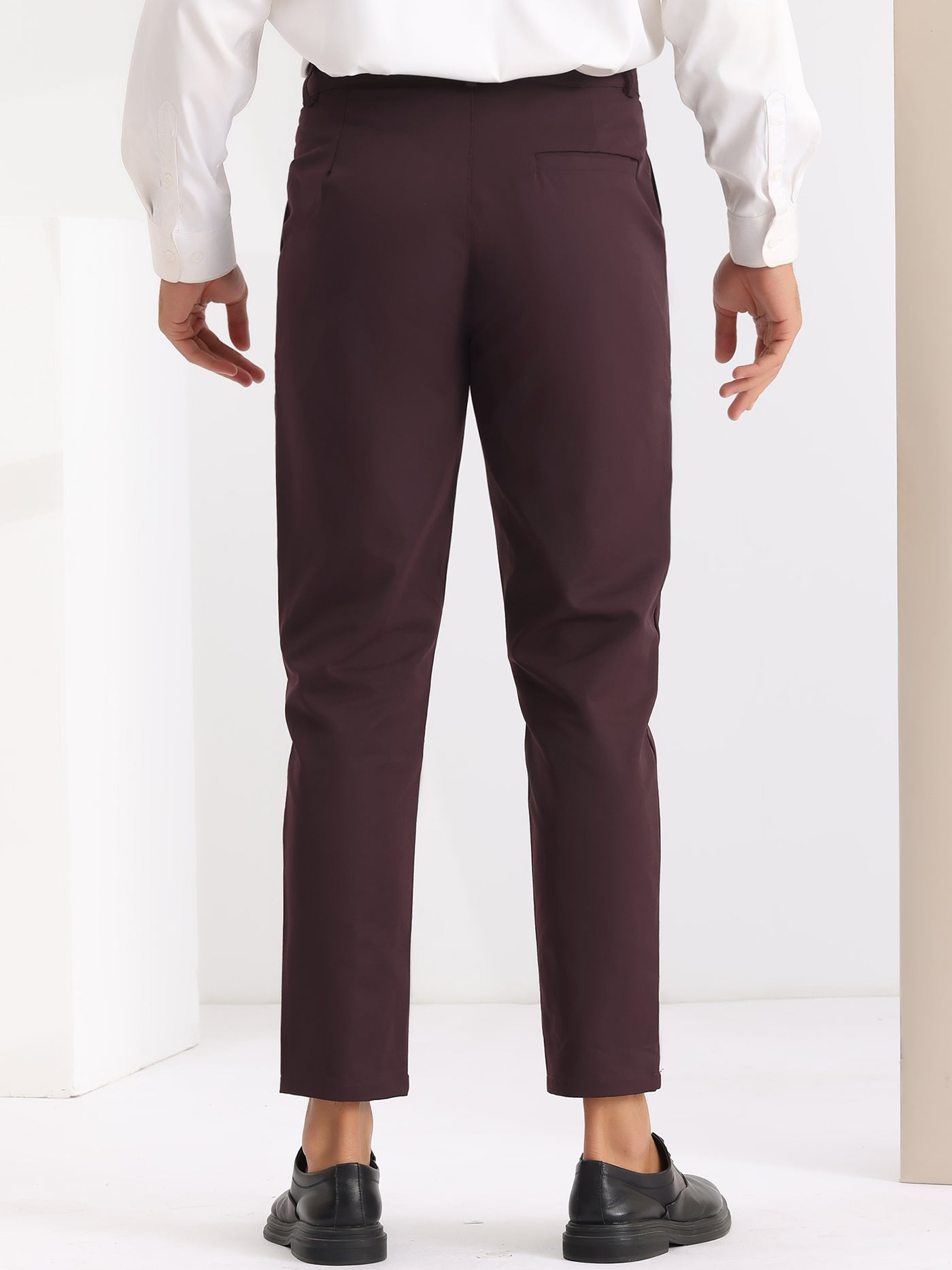 Bublédon Slim Fit Flat Front Work Office Tapered Chino Dress Pants