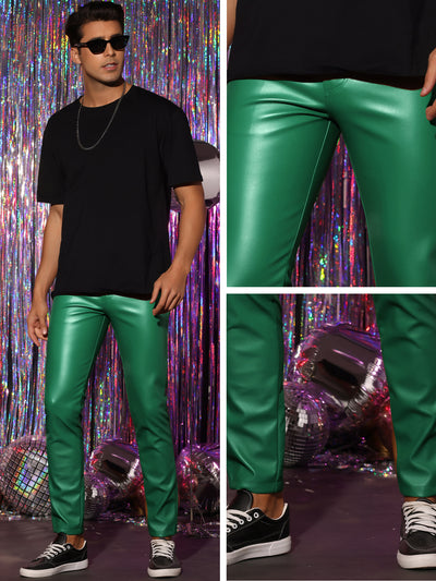 Faux Leather Pants Motorcycle Biker Slim Fit Trousers