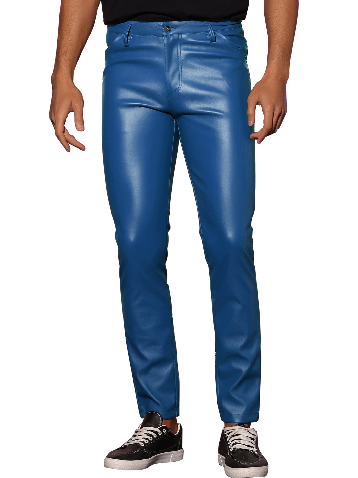 Bublédon Faux Leather Pants Motorcycle Biker Slim Fit Trousers