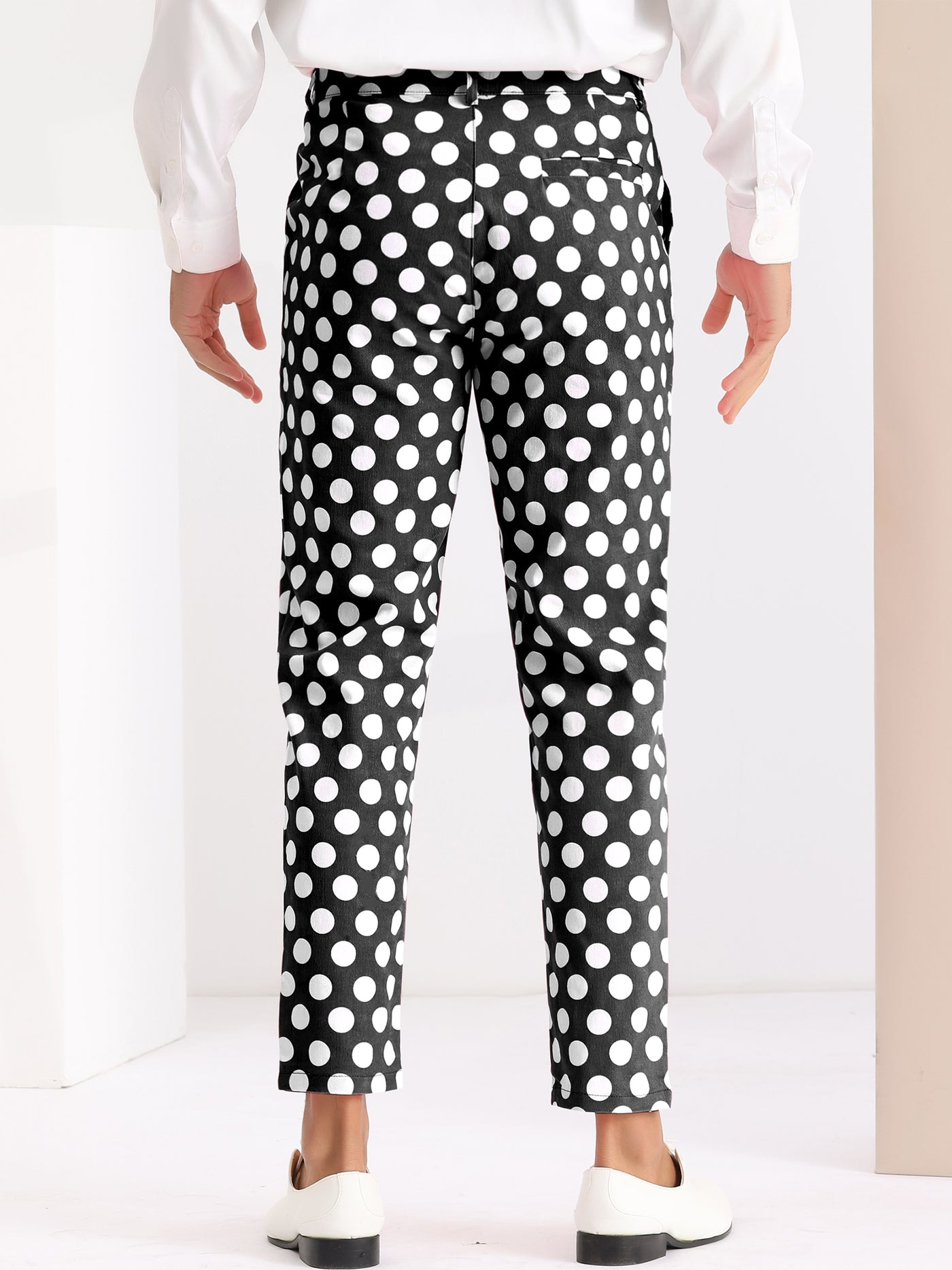 Bublédon Polka Dots Printed Pants for Men's Regular Fit Flat Front Dress Trousers