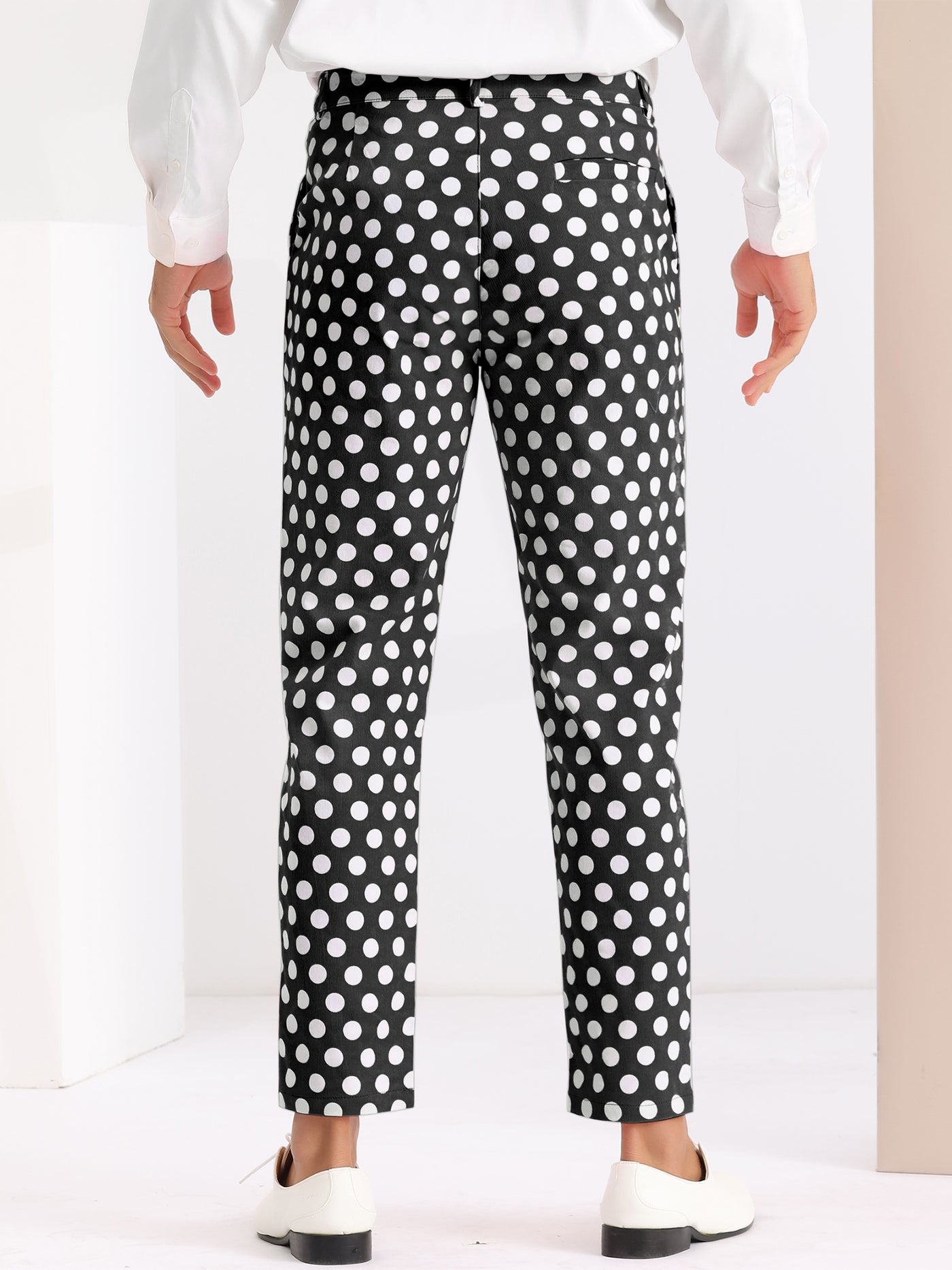 Bublédon Polka Dots Pattern Straight Leg Formal Prom Dress Pants