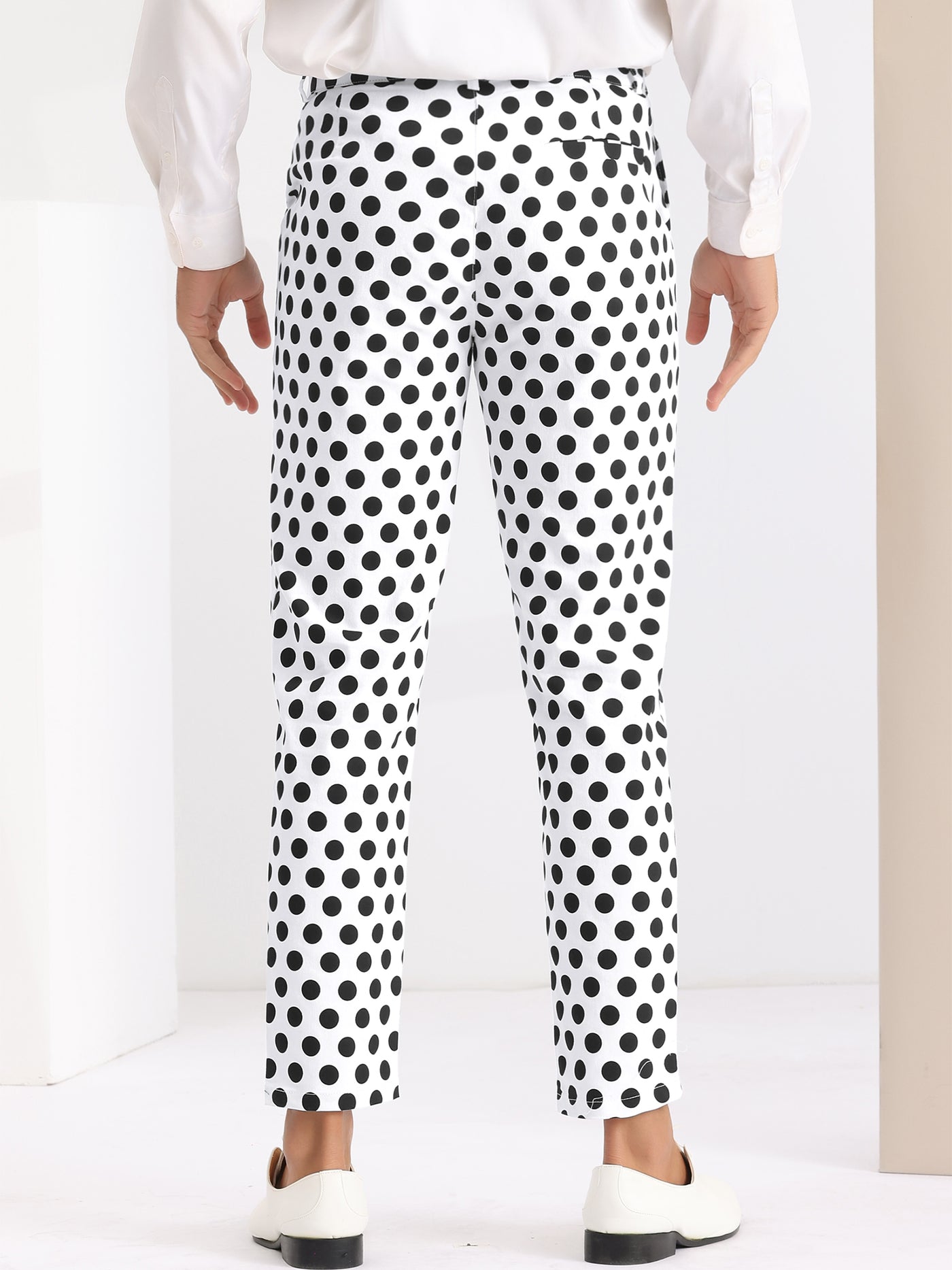 Bublédon Polka Dots Pattern Straight Leg Formal Prom Dress Pants