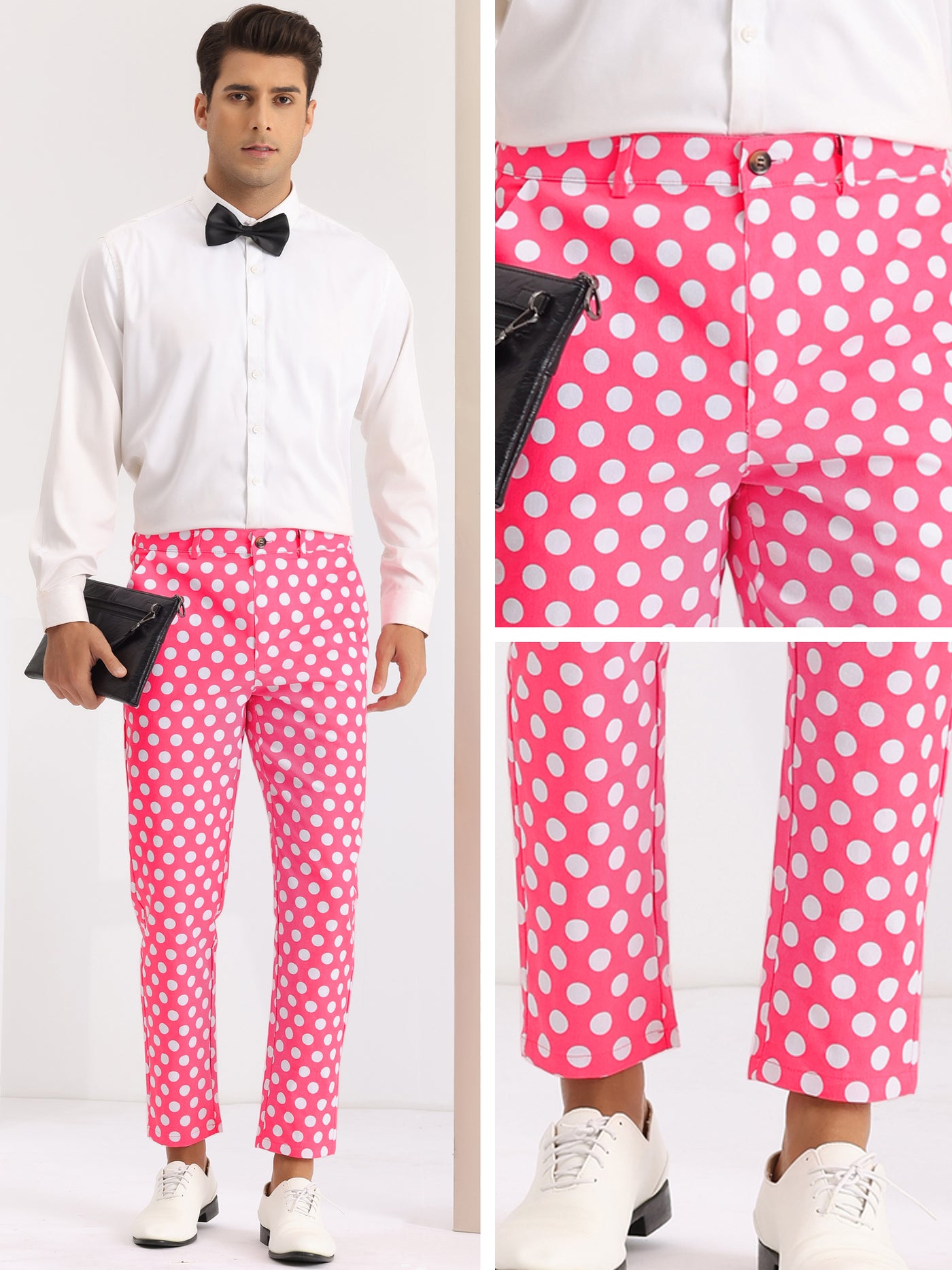 Bublédon Polka Dots Pattern Straight Leg Formal Prom Dress Pants