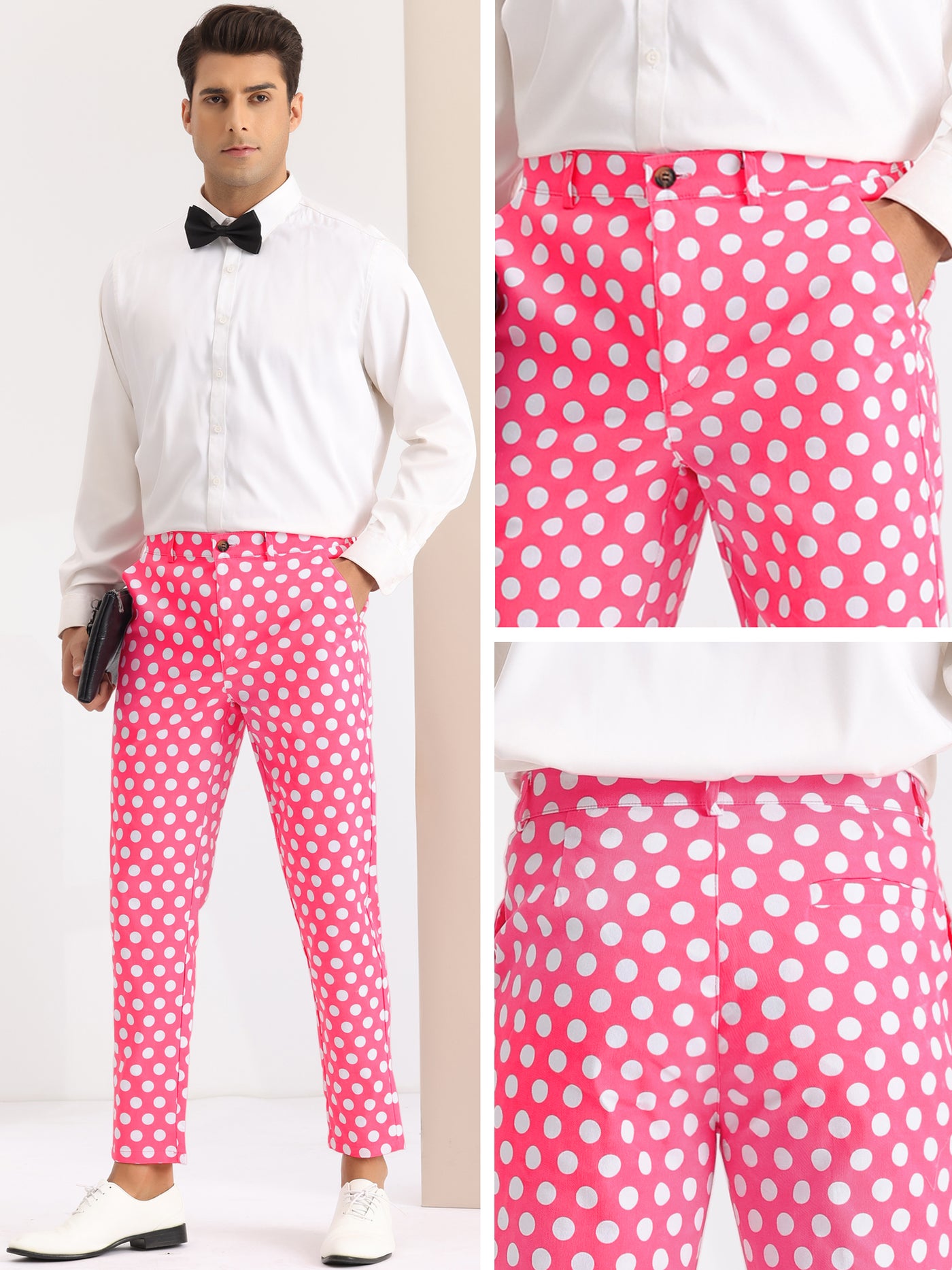 Bublédon Polka Dots Pattern Straight Leg Formal Prom Dress Pants