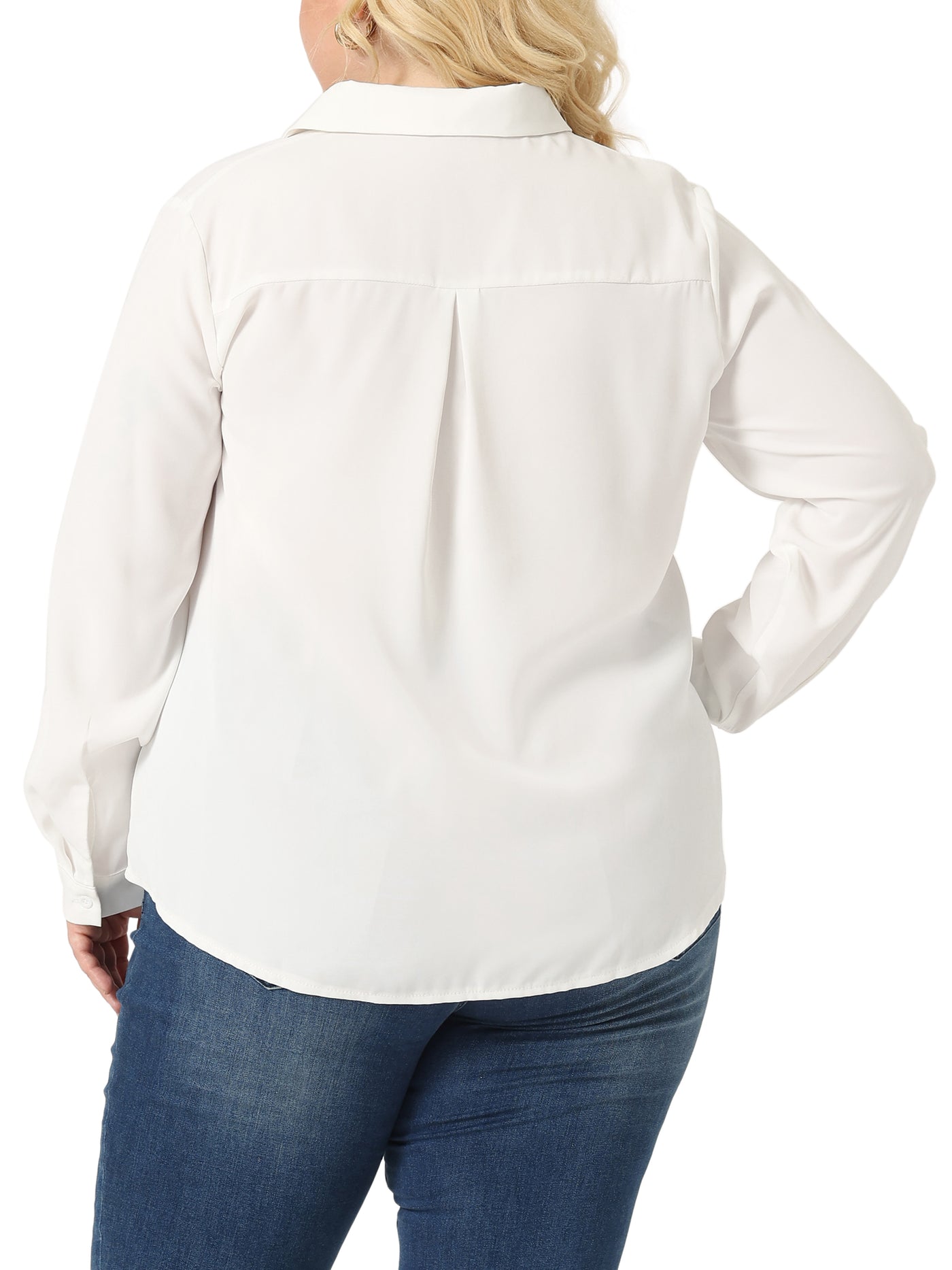 Bublédon Plus Size Chiffon Shirt for Women Long Sleeve Button Down Collared Business Office Blouses Tops