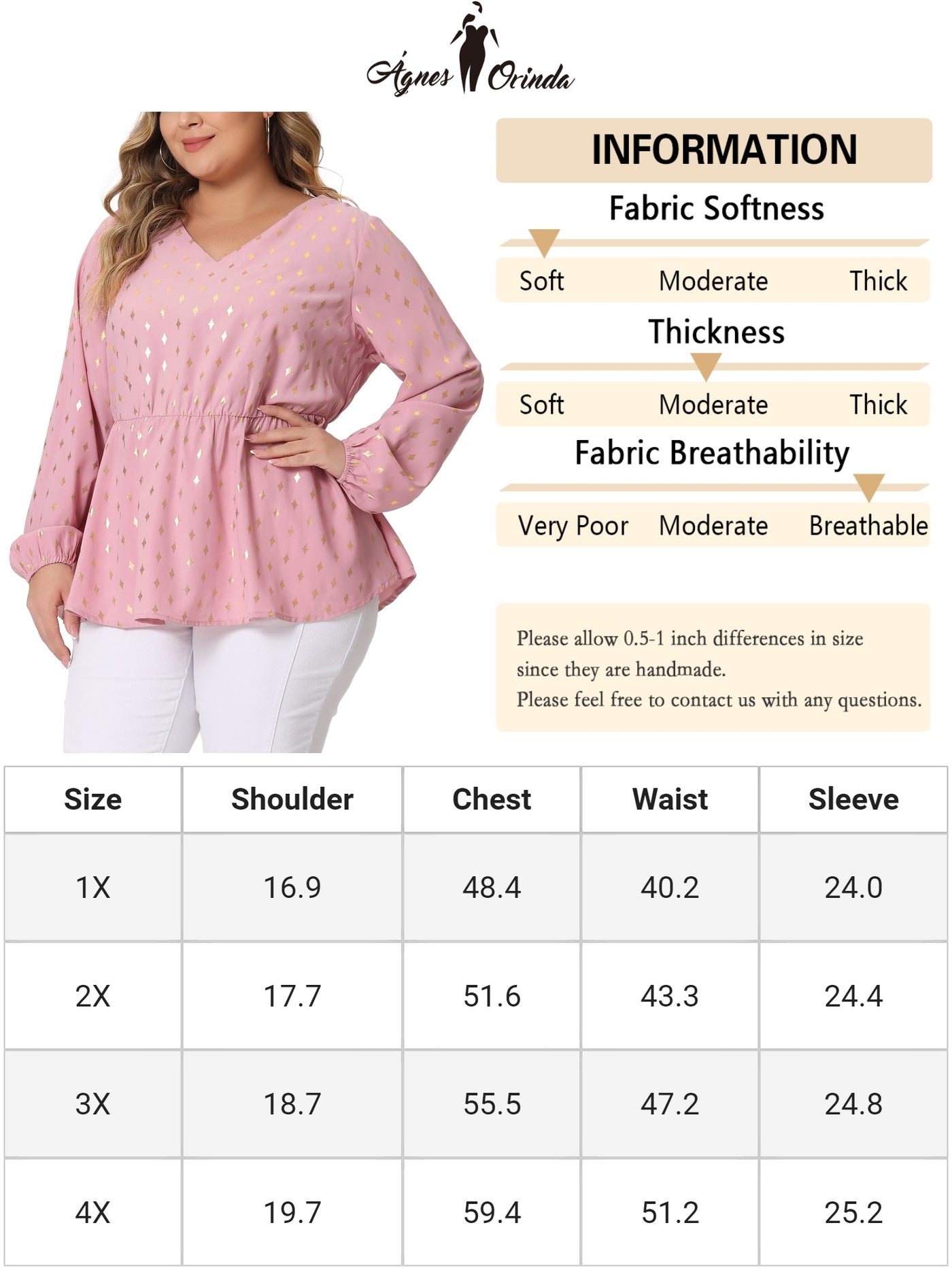 Bublédon Plus Size Blouses for Women Long Sleeve V Neck Geometric Print Ruffled Elastic Waist Tunic Tops