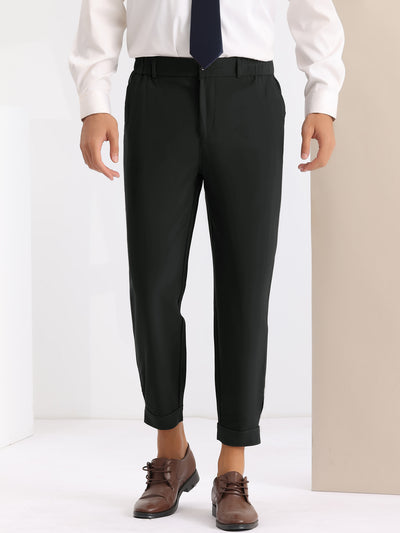 Dress Pants Lightweight Expandable Waist Work Office Tapered Trousers