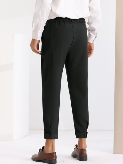 Dress Pants Lightweight Expandable Waist Work Office Tapered Trousers