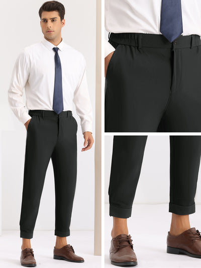 Dress Pants Lightweight Expandable Waist Work Office Tapered Trousers